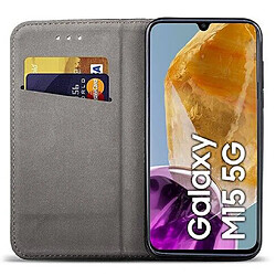 Htdmobiles Housse etui portefeuille avec coque interieure en silicone pour Samsung Galaxy M15 5G + film ecran - NOIR MAGNET