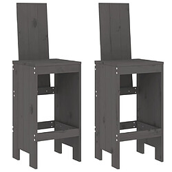 vidaXL Tabourets de bar lot de 2 gris 40x42x120 cm bois massif de pin