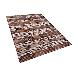 Beliani Tapis patchwork en cuir marron 160 x 230 cm HEREKLI