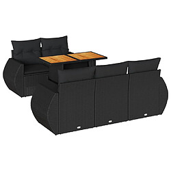 vidaXL Salon de jardin 6 pcs avec coussins noir résine tressée