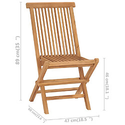 vidaXL Chaises pliables de jardin lot de 2 Bois de teck solide pas cher