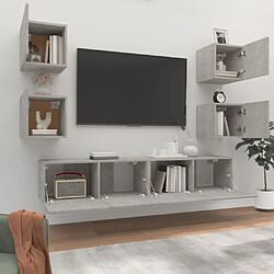 Avis Maison Chic Ensemble de meubles TV 6 pcs | Banc TV Moderne pour salon | Meuble de Rangement - Gris béton Bois d'ingénierie -MN61579