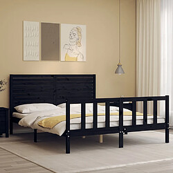 Avis Maison Chic Cadre/structure de lit avec tête de lit pour adulte - Lit Moderne Chambre noir King Size bois massif -MN84272