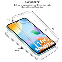 Htdmobiles Coque pour Xiaomi Redmi 10C / Poco C40 - housse etui silicone gel fine 360 integrale (avant et arriere) + film ecran - TRANSPARENT