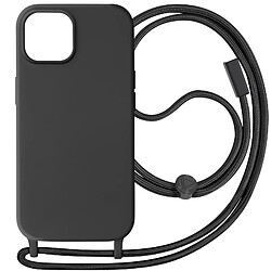 Avizar Coque Cordon pour iPhone 15 Plus Lanière Tour du Cou 80cm série Corda Noir