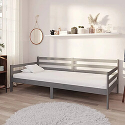 vidaXL Lit de repos avec matelas 90x200 cm Gris Bois de pin massif