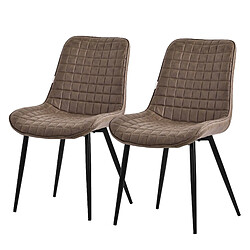 ML-Design Lot de 2 Chaises de Salle à Manger, Marron, Assise en Simili avec Pieds Métalliques Noirs