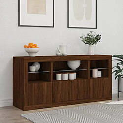 Avis Maison Chic Commode Buffet - Meuble de rangement avec lumières LED chêne marron 142,5x37x67 cm -GKD76400