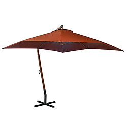 Maison Chic Parasol Jardin | Parasol suspendu avec mat Terre cuite 3x3m Bois de sapin massif - GKD65788