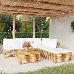 Maison Chic Salon de jardin 6 pcs + coussins - Mobilier/Meubles de jardin - Table et chaises d'extérieur Bois de teck solide -MN22715