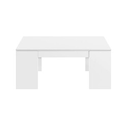 Alter Table basse avec plateau relevable et espace de rangement, coloris blanc brillant, Dimensions 100 x 43 x 50 cm (hauteur réglable de 43 à 54 cm)