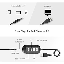 Avis Izen Casque Filaire Mpow Usb Mini-Jack 3,5 Mm Contrôle Sur Câble Avec Micro