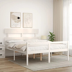 Avis Maison Chic Lit adulte - Cadre Structure de lit avec tête de lit Contemporain blanc 160x200 cm bois massif -MN52131