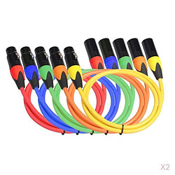 10pcs Câble XLR ,Câble Audio de Microphone Mâle à Femelle 5 couleurs, Équilibré 3 Broches pour Amplificateur 1 m