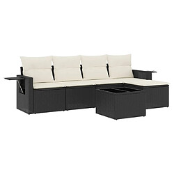 Maison Chic Ensemble Tables et chaises d'extérieur 6pcs avec coussins,Salon de jardin noir résine tressée -GKD135201