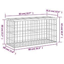 vidaXL Banc de jardin design de gabion 83x31,5x42cm bois massif de pin pas cher