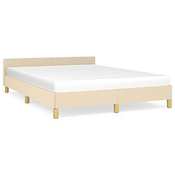 Maison Chic Lit adulte - Cadre Structure de lit avec tête de lit Contemporain Crème 140x190 cm Tissu -MN54461