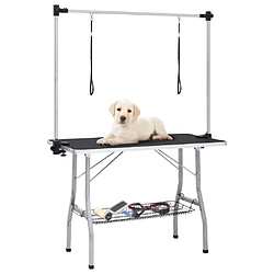 vidaXL Table de toilettage réglable de chiens avec 2 boucles et panier