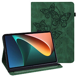 Etui en PU motif papillons avec porte-cartes vert pour votre Xiaomi Pad 5/5 Pro