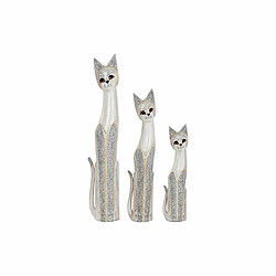 Ensemble de Figurines DKD Home Decor Gris Beige Chats Bois d'albassia (17 x 6 x 100 cm) (17 x 8 x 99 cm)