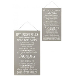 Dansmamaison Pancarte Salle De Bain/Bathroom Anglais/Francais Metal Gris/Blanc Assortiment De 2