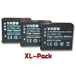 vhbw set de 3 batteries 650mAh pour appareil photo Panasonic Lumix DMC-TZ1, DMC-TZ2, DMC-TZ3, DMC-TZ4, DMC-TZ5, DMC-TZ11, DMC-TZ15, DMC-TZ50