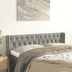 Maison Chic Tête de lit scandinave avec oreilles,meuble de chambre Gris clair 163x16x78/88 cm Velours -MN83723