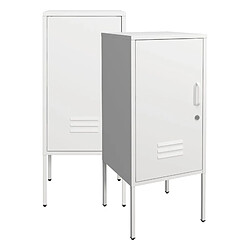 Helloshop26 Lot de 2 Table de chevet acier 82 x 35 x 35 cm blanc 03_0008691