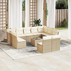 Maison Chic Salon de jardin avec coussins 12 pcs | Ensemble de Table et chaises | Mobilier d'Extérieur beige résine tressée -GKD67304