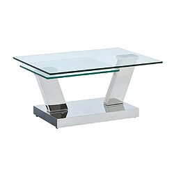 Vente-Unique Table basse avec plateaux pivotants - Verre trempé et acier inoxydable - Transparent - OYRUS de Maison Céphy pas cher