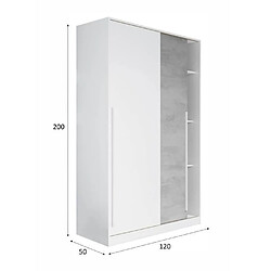 Acheter Cstore Armoire TOP - Décor blanc artik et blanc vehlo - 2 Portes coulissantes - L200 x H120 x P50 cm