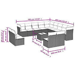 Acheter vidaXL Salon de jardin avec coussins 14 pcs marron résine tressée