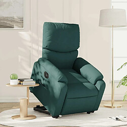 Maison Chic Fauteuil Relax pour salon, Fauteuil inclinable électrique vert foncé tissu -GKD40806