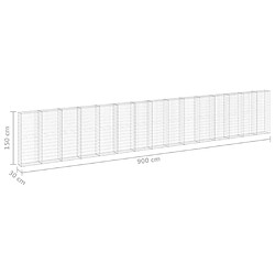 vidaXL Mur en gabion avec couvercles Acier galvanisé 900x30x150 cm pas cher