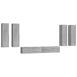 Maison Chic Ensemble de meubles TV 6 pcs | Banc TV Moderne pour salon | Meuble de Rangement - Sonoma gris Bois d'ingénierie -MN80727