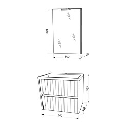 Kiamami Valentina MOBILE DE SALLE DE BAIN SUSPENDU 60CM EN CHÊNE DORÉ CANNELÉ | CORTINA pas cher