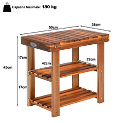 Helloshop26 Meuble à chaussures en bois d'acacia étagère banc à chaussures 3 niveaux conception à lattes entrée couloir salon bois d'acacia 20_0008896