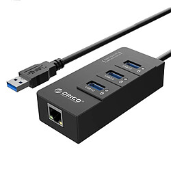 Wewoo Hub USB 3.0 noir pour ordinateurs portables / Desktop / Ultrabook etc. ABS 3 Ports USB3.0 Splitter avec RJ45 Gigabit Ethernet Carte réseau externe 5 Gbps 