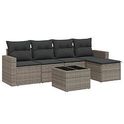 Maison Chic Salon de jardin 6 pcs avec coussins | Ensemble de Table et chaises | Mobilier d'Extérieur gris résine tressée -GKD95063