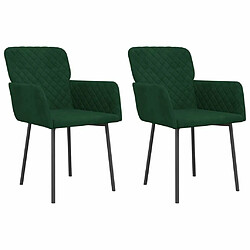 Maison Chic Lot de 2 Chaises à manger | Chaise de salle à manger cuisine Vert foncé Velours -GKD31835