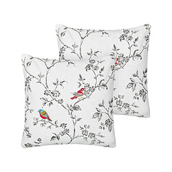 Beliani Coussin DILLENIA Coton 45 x 45 cm Animal Broderie Blanc