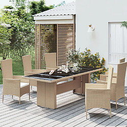 Maison Chic Table de jardin | Table d'extérieur plateau en verre Résine tressée verre trempé -GKD80857