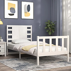 Avis Maison Chic Cadre/structure de lit avec tête de lit pour adulte - Lit Moderne Chambre blanc petit simple bois massif -MN88896