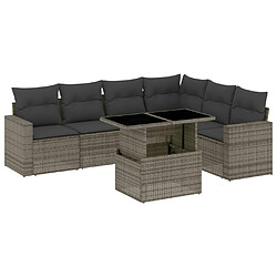 vidaXL Salon de jardin avec coussins 7 pcs gris résine tressée