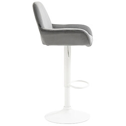 Avis Decoshop26 Lot de 2 tabourets de bar repose-pieds en forme d'arc en métal blanc assise en velours gris 10_0004037