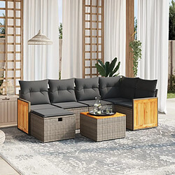 Maison Chic Salon de jardin avec coussins 7 pcs, Ensemble Tables et chaises de jardin, gris résine tressée -GKD512770