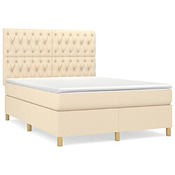 Maison Chic Lit Adulte - Lit simple Lit à sommier tapissier avec matelas moelleux - Meuble de Chambre - Crème 140x200 cm Tissu -MN43013