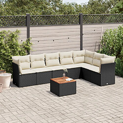 vidaXL Salon de jardin 8 pcs avec coussins noir résine tressée