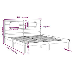 vidaXL Cadre de lit sans matelas marron miel 200x200 cm bois massif pas cher