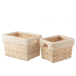 Dansmamaison Set De 2 Panier Rectangulaire + Imitation Fourrure Rotin Plat Naturel Wash